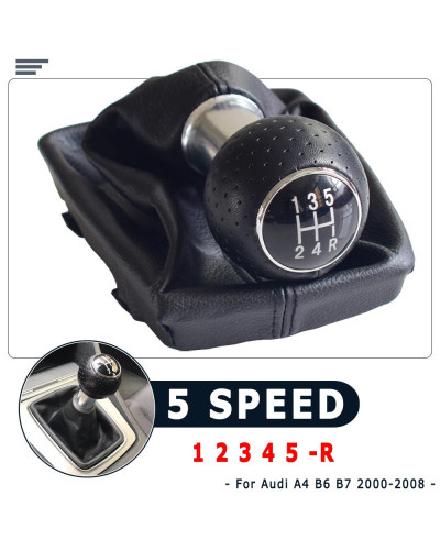 Perilla de palanca de cambio de marchas, Funda de cuero para Audi A4, B6, B7, 2000-2008, Manual, 5 y 6 velocidades, estilo de co