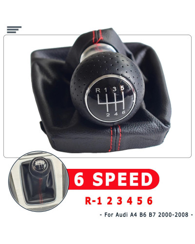 Perilla de palanca de cambio de marchas, Funda de cuero para Audi A4, B6, B7, 2000-2008, Manual, 5 y 6 velocidades, estilo de co