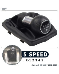 Perilla de palanca de cambio de marchas, Funda de cuero para Audi A4, B6, B7, 2000-2008, Manual, 5 y 6 velocidades, estilo de co