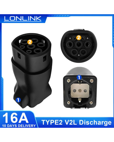 LONLONK V2L Discharger For Type2 Car Discharge EV Cable Adapter Suppor