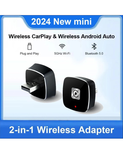 Wireless Carplay Adapter for Android iPhone Auto 2 in1 Wired to Wirele