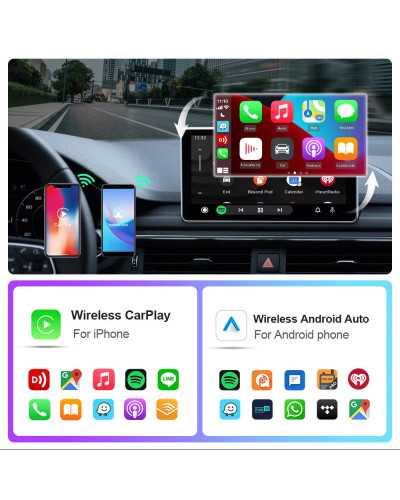 Wireless Carplay Adapter for Android iPhone Auto 2 in1 Wired to Wirele