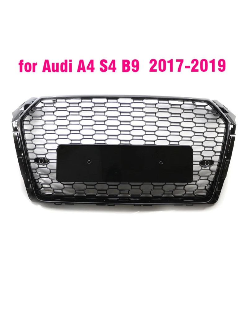 Rejilla delantera de riñón doble para Audi, accesorio de color negro con acabado brillante, estilo de panal de malla hexagonal, 