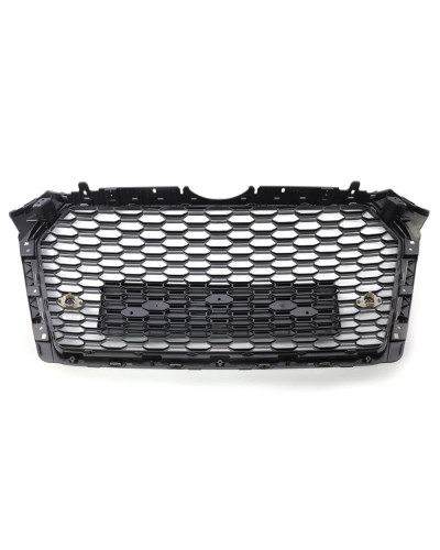 Rejilla delantera de riñón doble para Audi, accesorio de color negro con acabado brillante, estilo de panal de malla hexagonal, 