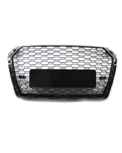 Rejilla delantera de riñón doble para Audi, accesorio de color negro con acabado brillante, estilo de panal de malla hexagonal, 