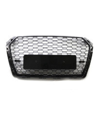 Rejilla delantera de riñón doble para Audi, accesorio de color negro con acabado brillante, estilo de panal de malla hexagonal, 