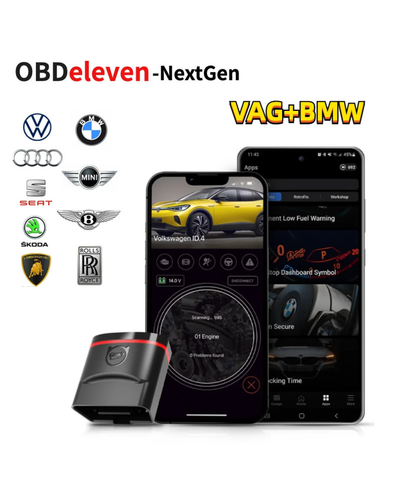 Nextgen OBDeleven-vehículos compatibles con IOS y Android, compatible con BMW Group, Audi, Seat, Škoda, Lamborghini, Bentley