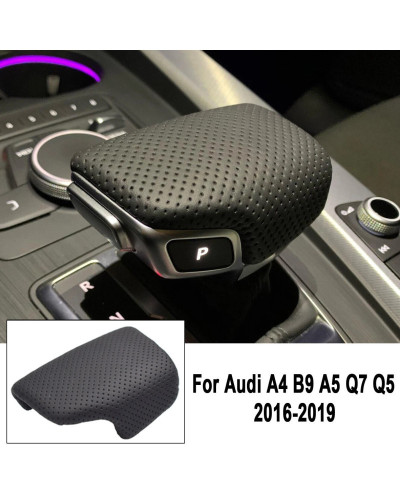 Perilla de cambio de marchas de cuero para coche, cubierta de manga de protección para Audi A4, B9, A5, Q7, Q5, 2016, 2017, 2018