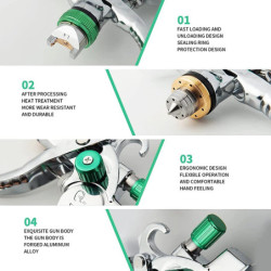 HVLP Professional Spray Gun 1.4/1.7/2.0/2.5mm Steel Nozzle Gravity Spray Gun Portable Car Paint Spray Gun DIY Spray Paint Kit