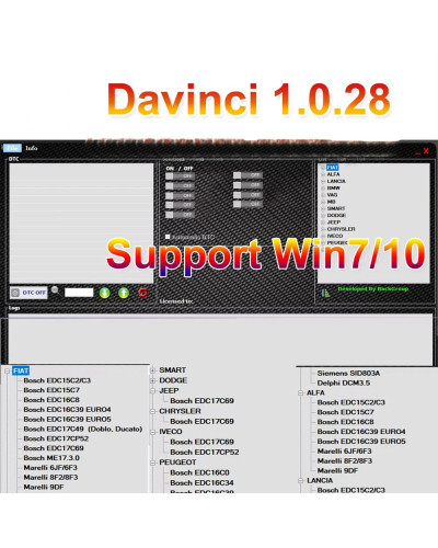 Unlimited Activate Davinci 1.0.28 REMAPPING Work on KESS/KTAG/Other EC