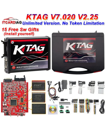 Ktag-programador ecu 2024 KTAG V7.020 V2.25, rojo, PCB, rojo, Europeo,