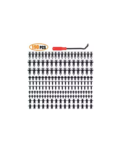 190 PCS CAR RETENTION CLIPS PLASTIC FASTENER KIT WITH 6 SIZES