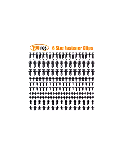 190 PCS CAR RETENTION CLIPS PLASTIC FASTENER KIT WITH 6 SIZES