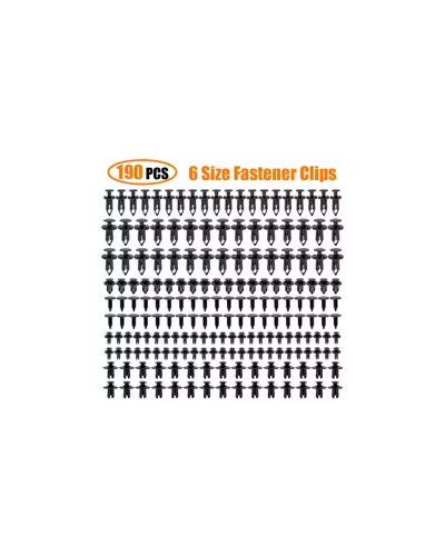 190 PCS CAR RETENTION CLIPS PLASTIC FASTENER KIT WITH 6 SIZES