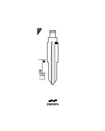 DWO5R-Hoja de llave de control remoto plegable para coche, hoja de Metal derecha lateral de Metal sin cortar, en blanco, para Ch