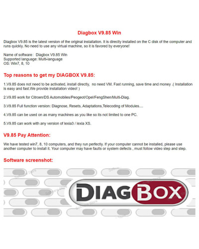 Cars diagnostic software Diagbox V9.85 work with PP2000 Le-xia3 For Pe