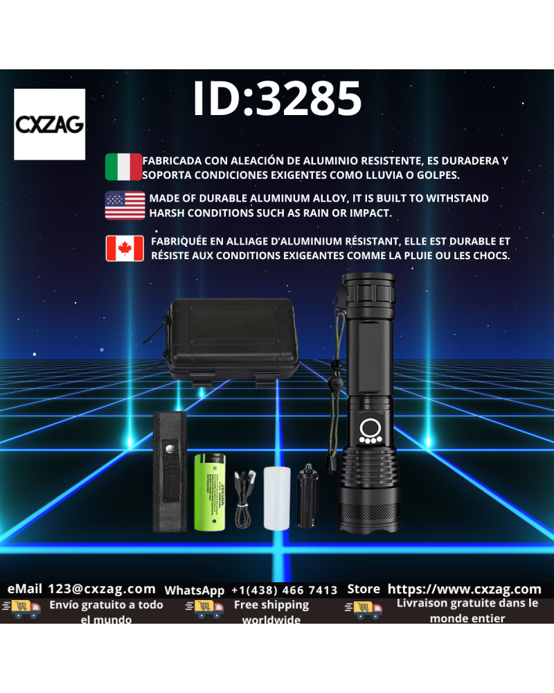 HIGH-POWER RECHARGEABLE LED FLASHLIGHT ID:3285