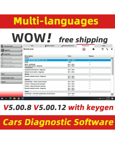 WOW 5.00.12 diagnostics Software 5.00.8 R2 + Kengen French Spanish Pol