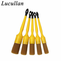 Lucullan Durable But Not Hard 5 PCS Set PBT White Plastic Hair Interior and Wheels Cleaning Tools Car Detailing Brush