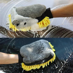 Gants imperméables à double face pour lavage de voiture, mitaine en chenille en microcarence, brosse de détail d'avertissement, 