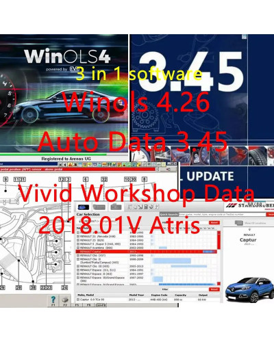 Newest Auto Data 3.45+Vivid Workshop Data Atris-2018.01V+Winols 4.26 W