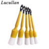 Lucullan Durable But Not Hard 5 PCS Set PBT White Plastic Hair Interior and Wheels Cleaning Tools Car Detailing Brush