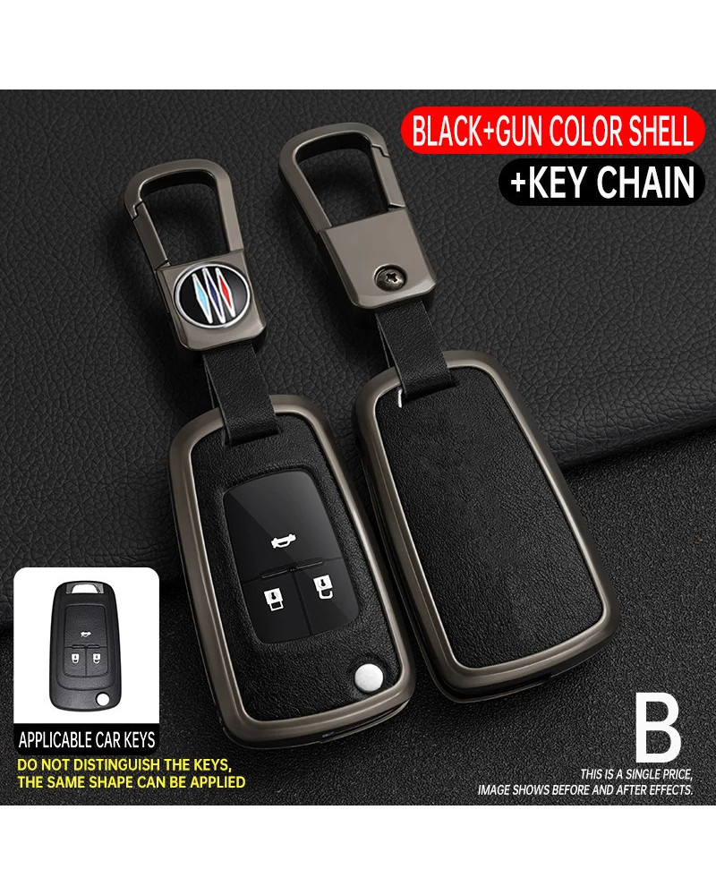 Funda de aleación de Zinc y cuero para llave de coche, cubierta para Chevrolet Cruze Aveo Trax Malibu Captiva, Buick Regal Opel 