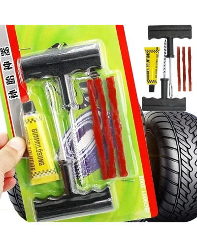 Car Tire Repair Tool Kit with Rubber Strips Tubeless Tyre Puncture Stu