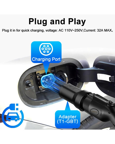 Adaptador de carga tipo 1 a GBT EV, convertidor de carga de vehículo e