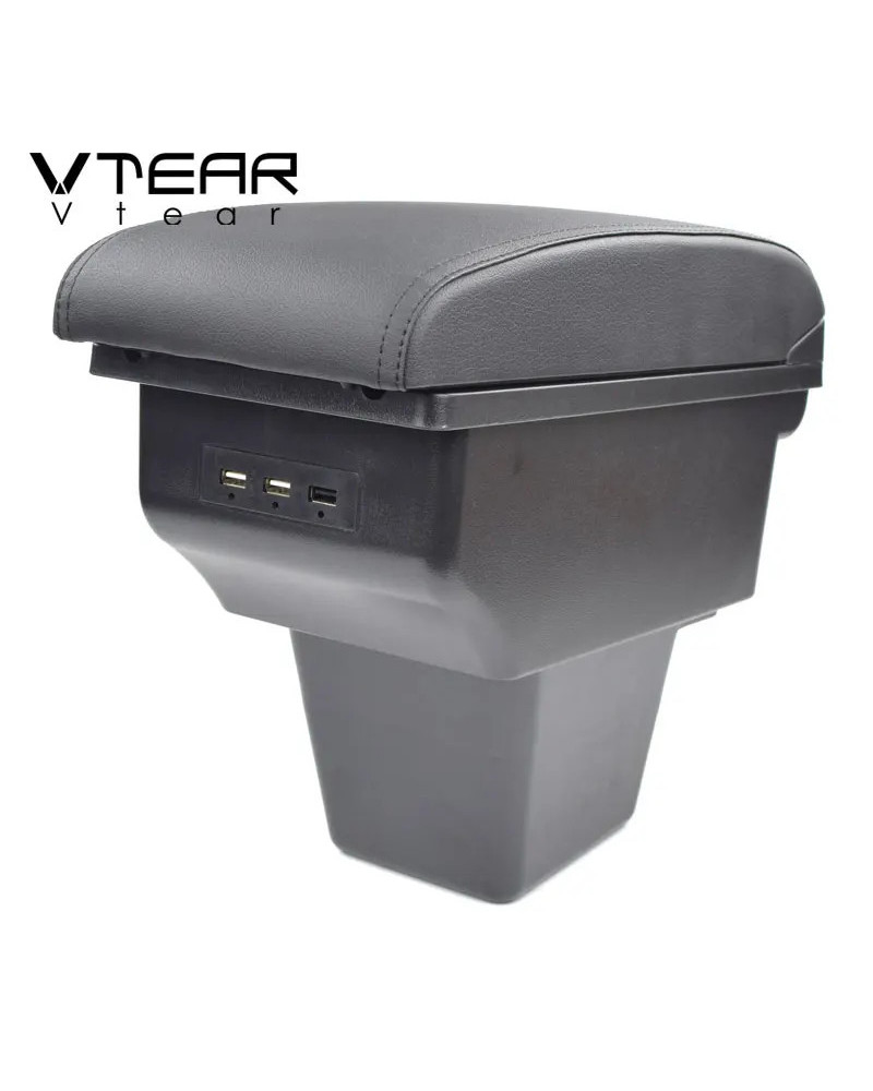 Vtear-caja de almacenamiento para reposabrazos de coche, puerto USB, c