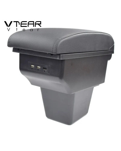 Vtear-caja de almacenamiento para reposabrazos de coche, puerto USB, c