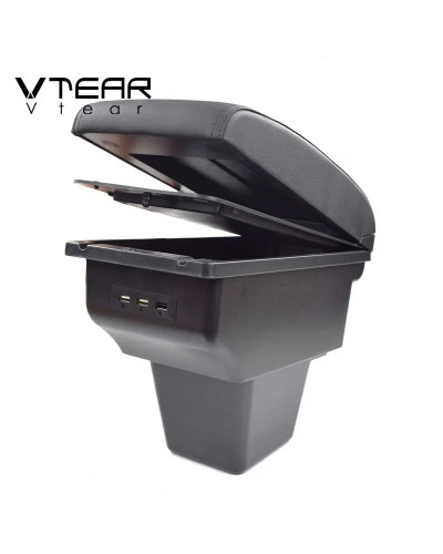 Vtear-caja de almacenamiento para reposabrazos de coche, puerto USB, c