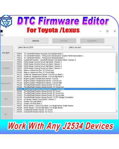 DTC Firmware Editor Software for Toyota / Lexus Support for 76Fхххх Mi