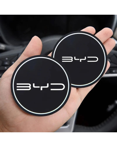 Portavasos para coche serie BYD, tapete de cuero, decoración de posava
