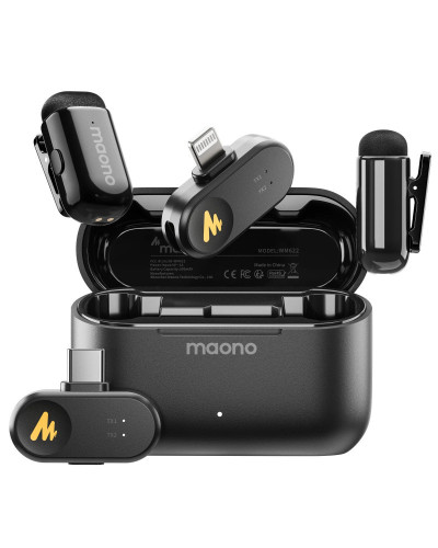 MAONO T1mini micrófono Lav inalámbrico para teléfono AI cancelación de