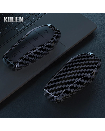 Funda para llave de coche de fibra de carbono ABS, carcasa para BYD Qi