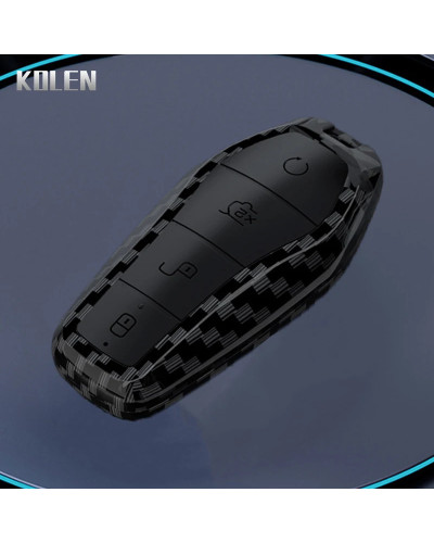 Funda para llave de coche de fibra de carbono ABS, carcasa para BYD Qi