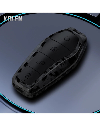 Funda para llave de coche de fibra de carbono ABS, carcasa para BYD Qi