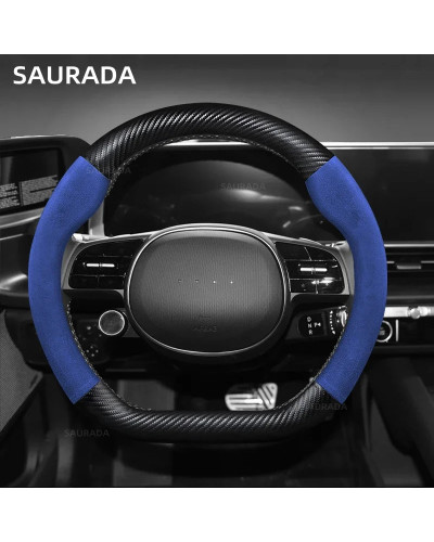 Funda de cuero de microfibra para volante de coche, accesorio para Hyundai IONIQ 5, 6, 7, 2016, 2017, 2018, 2019, 2023