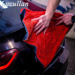 Lucullan 60X90CM Red/Grey Double-Twist Pile Car Microfiber Drying Towel 1300GSM Super Absorbent Premium Detailing Cloth