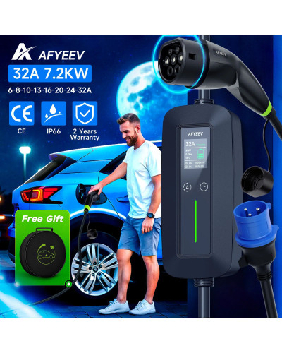 AFYEEV 7200W portátil Type2 IEC62196-2 EV cargador Type1 SAE J1772 car