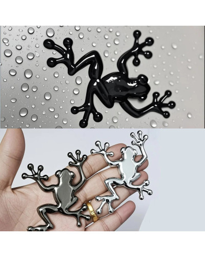 Pegatina de coche en forma de rana de Metal 3D: divertida insignia de 