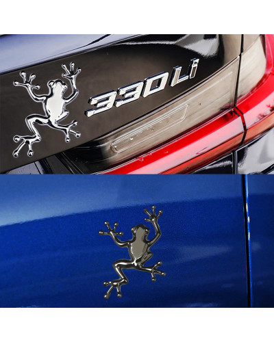 Pegatina de coche en forma de rana de Metal 3D: divertida insignia de 