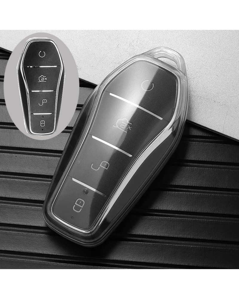 Nueva funda para llave de coche de TPU transparente suave para BYD Att