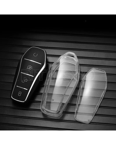 Nueva funda para llave de coche de TPU transparente suave para BYD Att