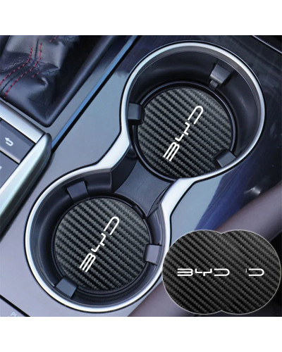Posavasos de cuero con emblema para coche, cojín para taza de agua par
