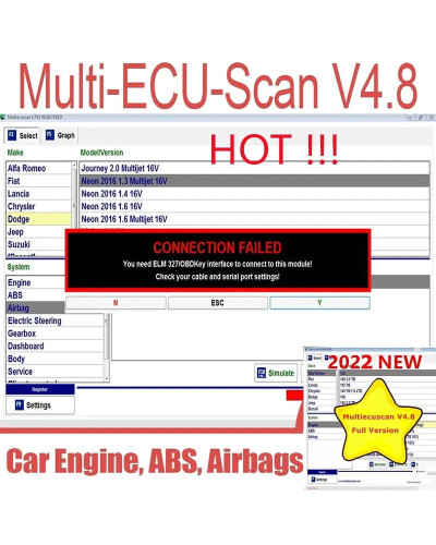 2022 New Multiecuscan V4.8 For Fiat/Chrysler/Dodge/Jeep/Suzuki Scanner