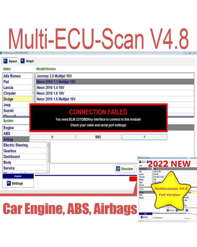 2022 New Multiecuscan V4.8 For Fiat/Chrysler/Dodge/Jeep/Suzuki Scanner