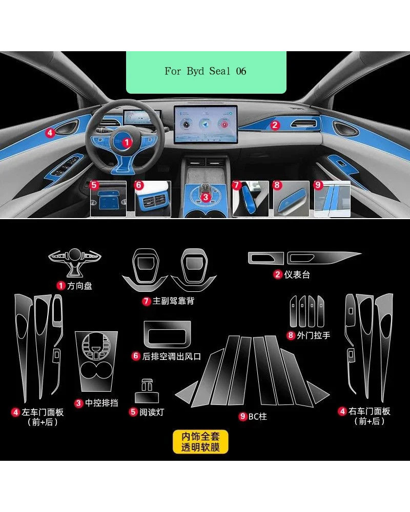 Para Byd Seal 06 puerta Interior de coche consola central medios table