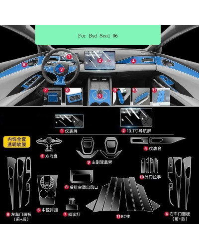 Para Byd Seal 06 puerta Interior de coche consola central medios table